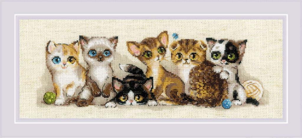 Súprava Riolis na vyšívanie krížikom "Mačiatka", 40x15cm