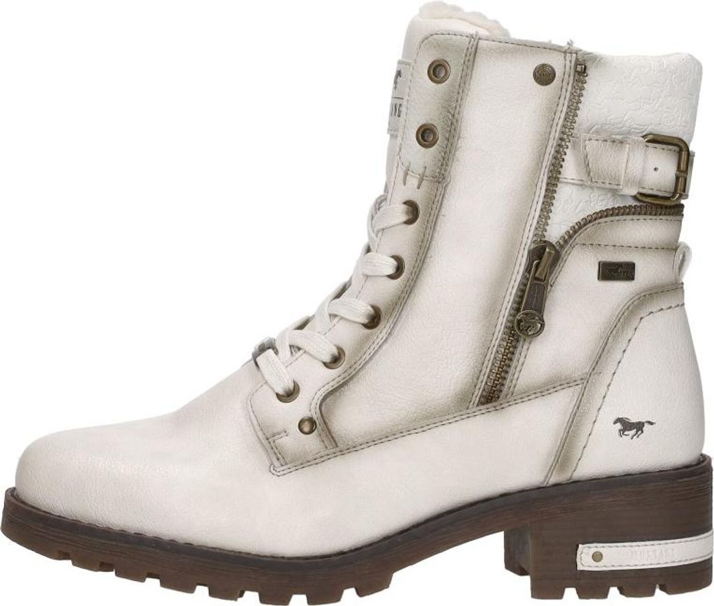 A single white boot is shown against a white background.