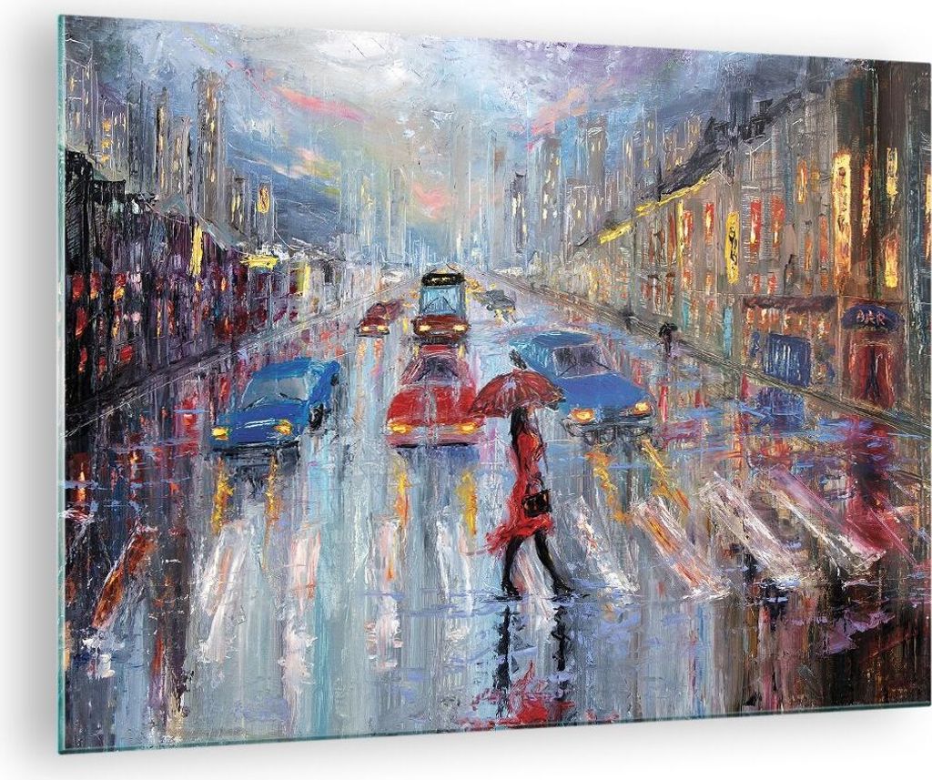 Bilder auf glas - Einteilig - Acryl Stadt Regen - 70x50cm - Produktbild 