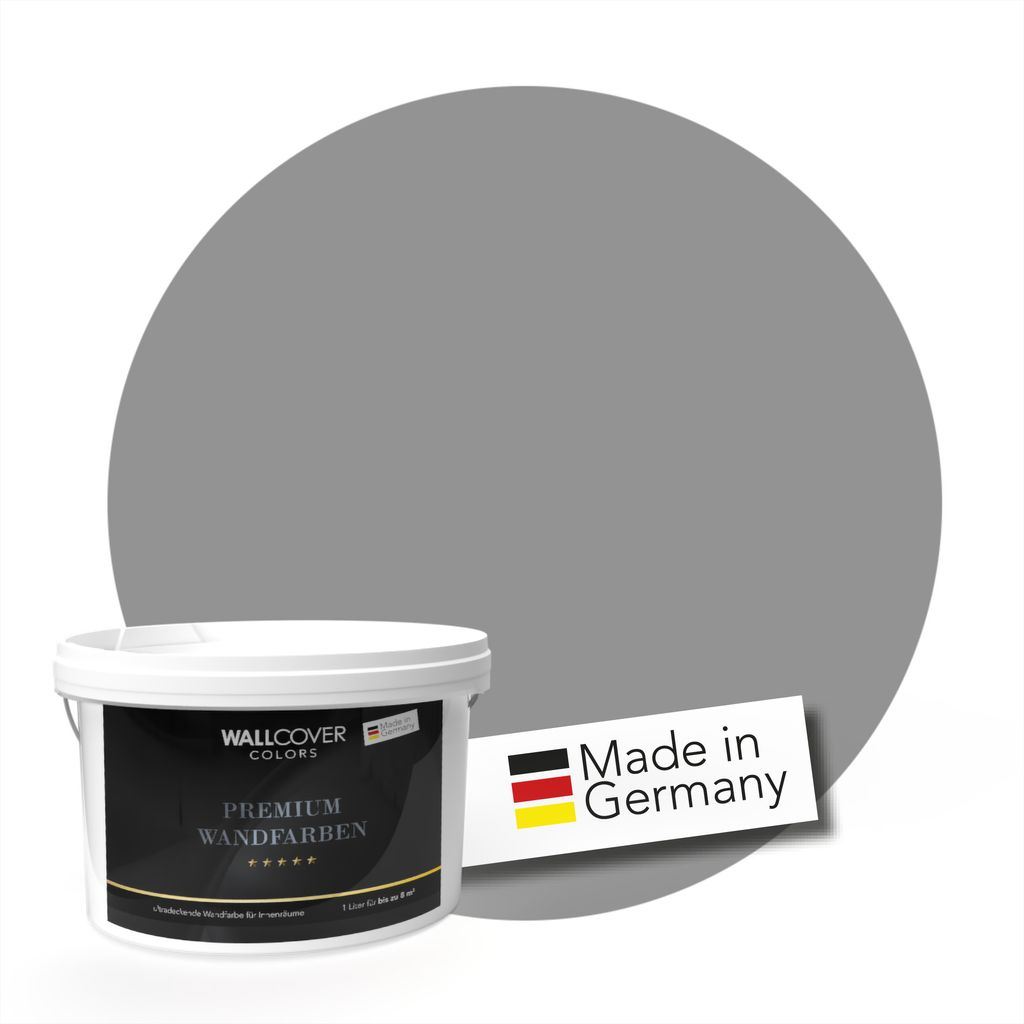 WALLCOVER PREMIUM Wandfarbe Mystisches Bleigrau Hochdeckend Matt 5L für 40 m²