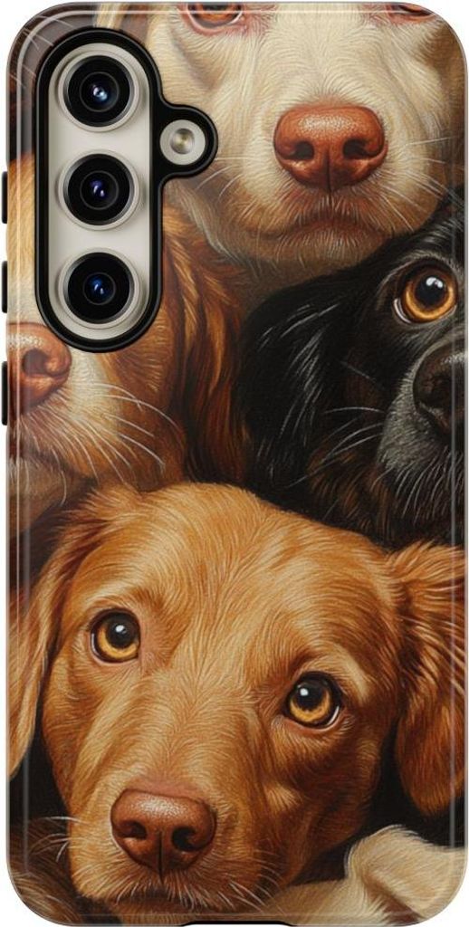 Bunte Hundegesichter im Buntstiftstil – Hülle Kompatibel mit Samsung Galaxy S24