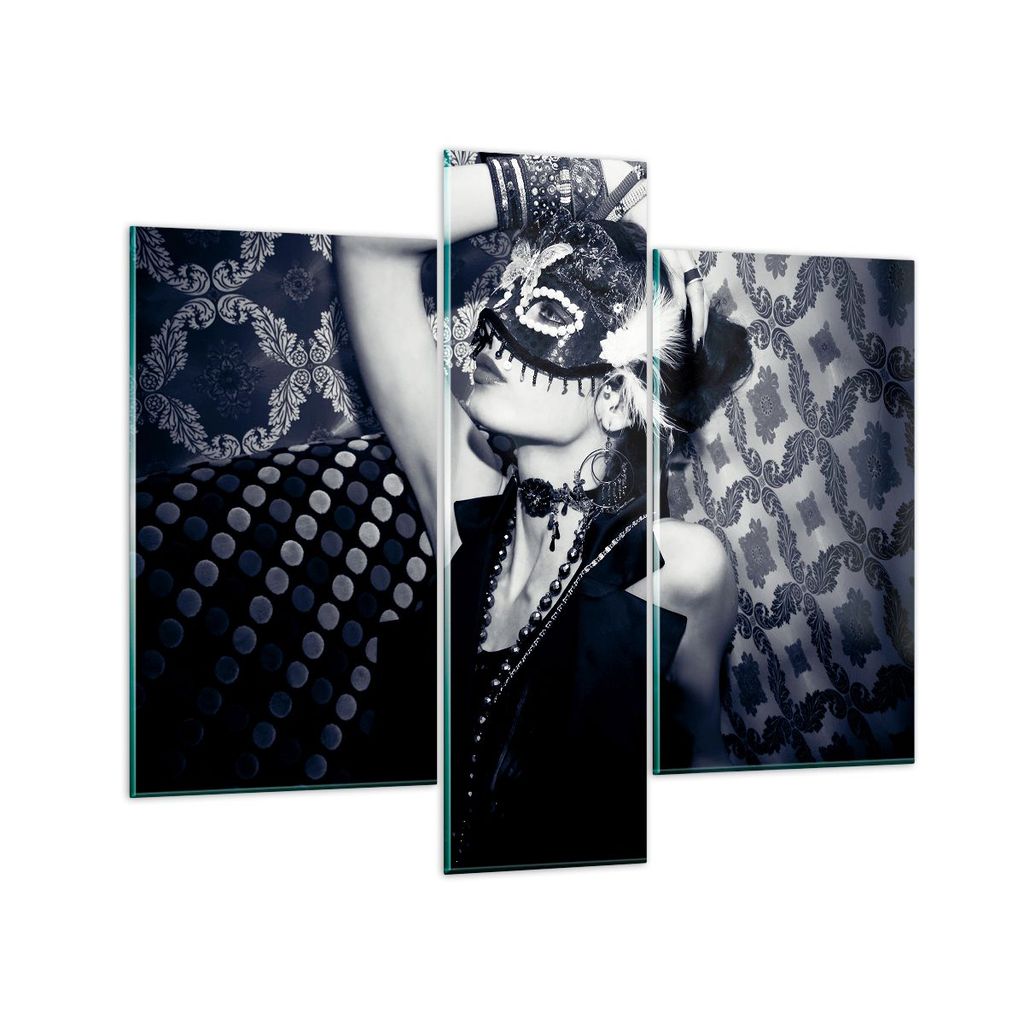 Bilder auf glas - Frau Karneval Maske Mode - 95x80cm - Glasbilder - Wandbilder - Kunstdruck - zum Aufhängen bereit - Wanddekoration aus Glas - Gla...