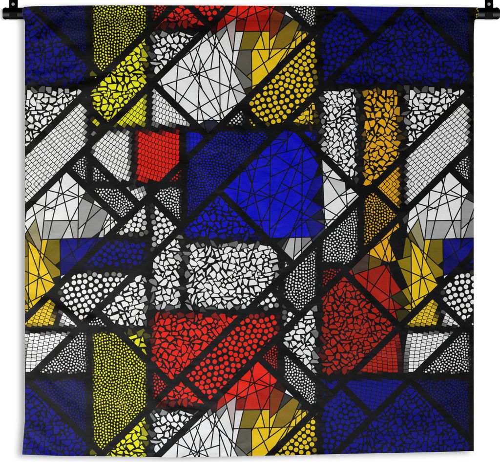 MuchoWow Wandteppich Wandbehang Mondrian - Glasmalerei - Alte Meister - Kunstwerk - Abstrakt - Malerei 120x120 cm Tapisserie Dekoration Wandtuch ...