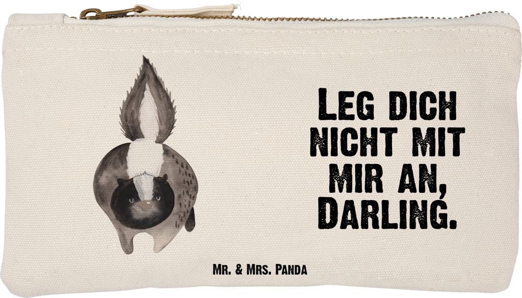 Mr. & Mrs. Panda Federtasche Stinktier Angriff Größe S Klein - Weiß - Geschenk, Wildtier, Skunk, wütend, Etui, Raubtier, Kosmetiktasche, Make-U...