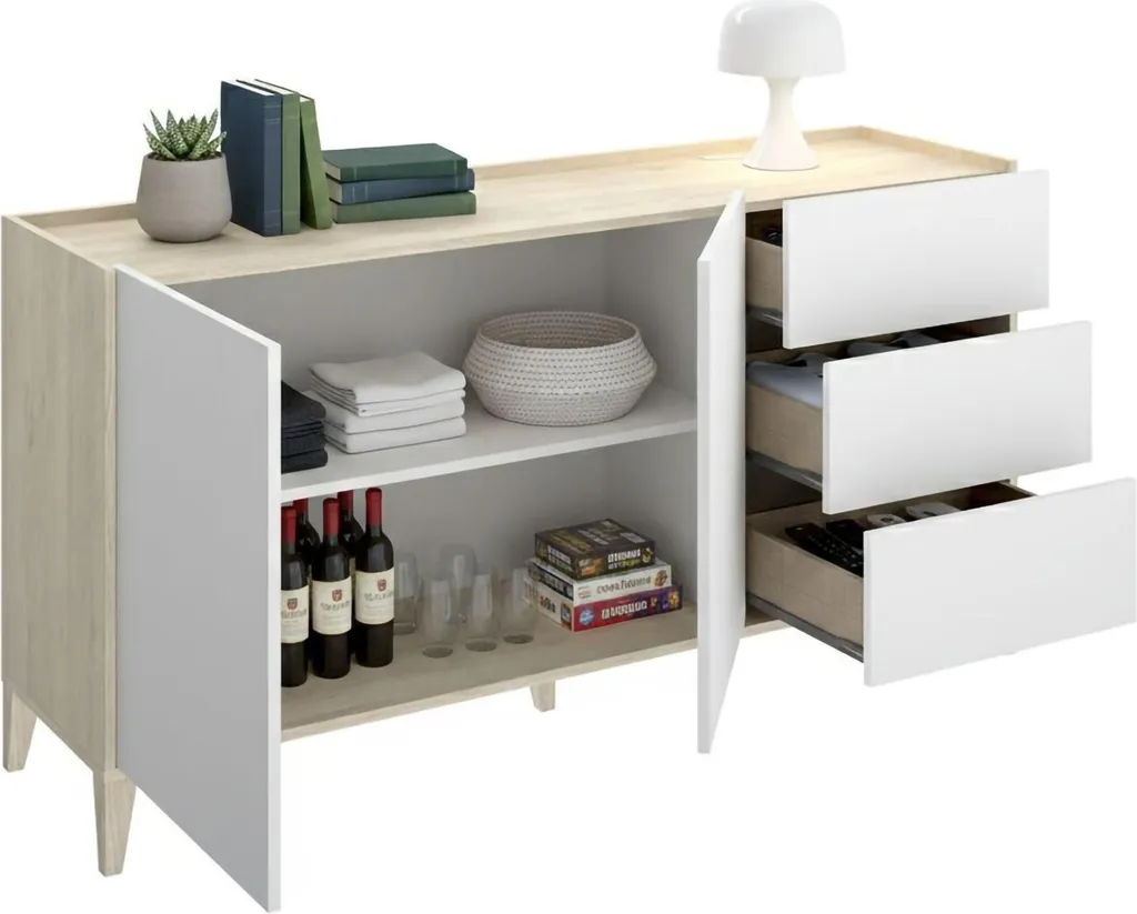 Buffet de rangement blanc 150cm pour optimiser votre séjour