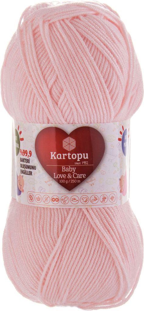 5 x 100g Strickgarn Kartopu Baby Love and Care antibakteriell Babywolle Babystrickgarn Häkelgarn Farbwahl, Farbe:K255 babyrosa