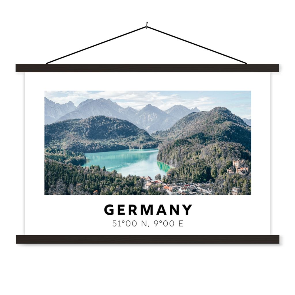 MuchoWow Textilposter Deutschland - Wasser - Wald 60x40 cm mit schwarzem Rahmen - Hölzernes