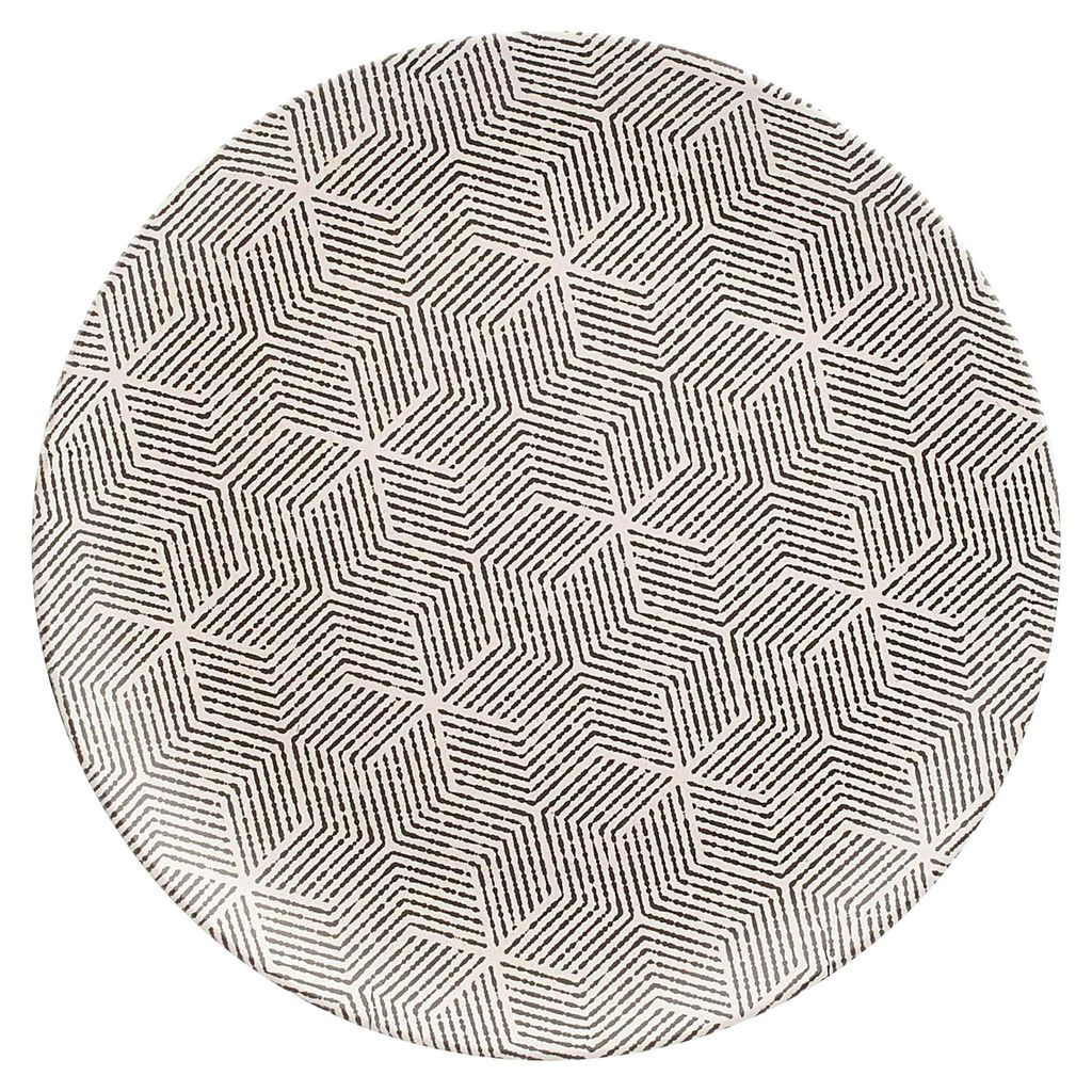 Kunststoffteller - Speiseteller/Dessertteller - Retro Motiv - grau & creme - Ø 20 cm - rund - BPA-frei - Kunststofffasern - Brotzeitteller - flach