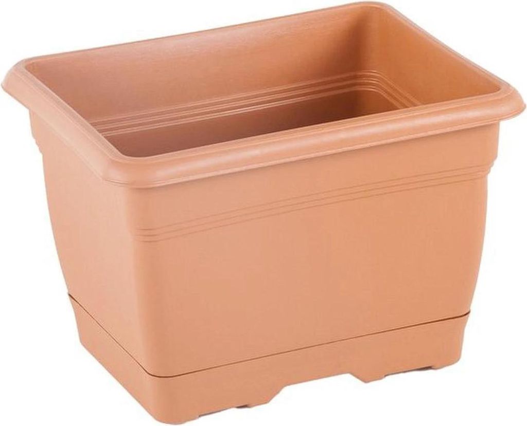 1+1 Balkonblumenbox mit Wasserreservoir und festem Wasserspeicher, terrakotta, 21 cm