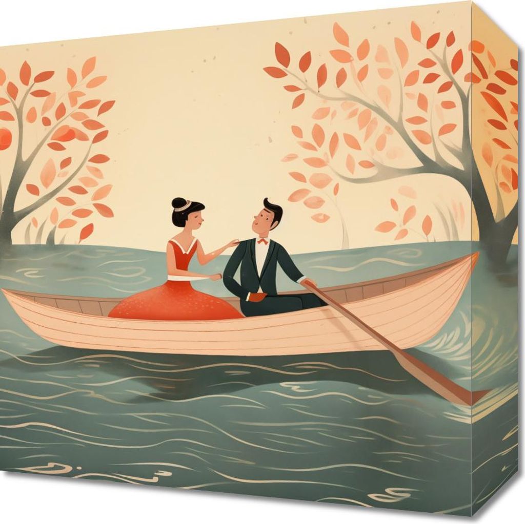 Bild 30x30cm Romantische Flucht am Fluss