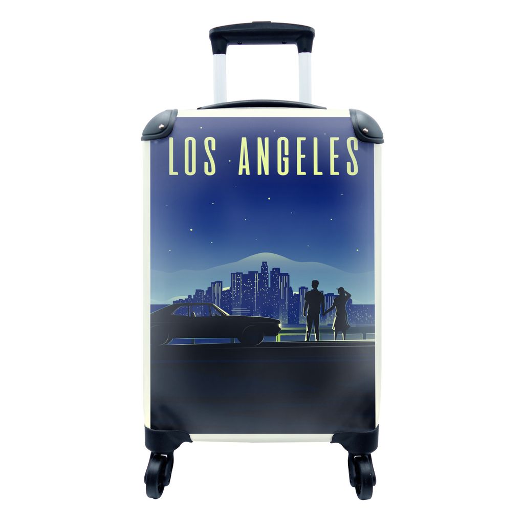 MuchoWow Koffer Handgepäck Trolley Rollkoffer Kleine Reisekoffer mit 4 Rollen - Illustration von Los Angeles bei Nacht - Cabin Size < 55x40x23 c...
