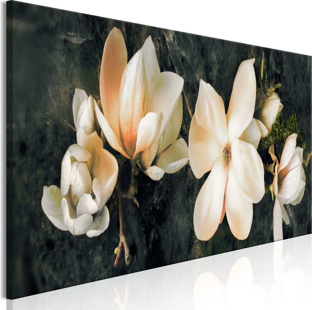 Italienischer Leinwand Leinwandbild - Avant-Garde Magnolia (1 Part) Narrow Orange 135x45 cm Blumen b-A-0588-b-d