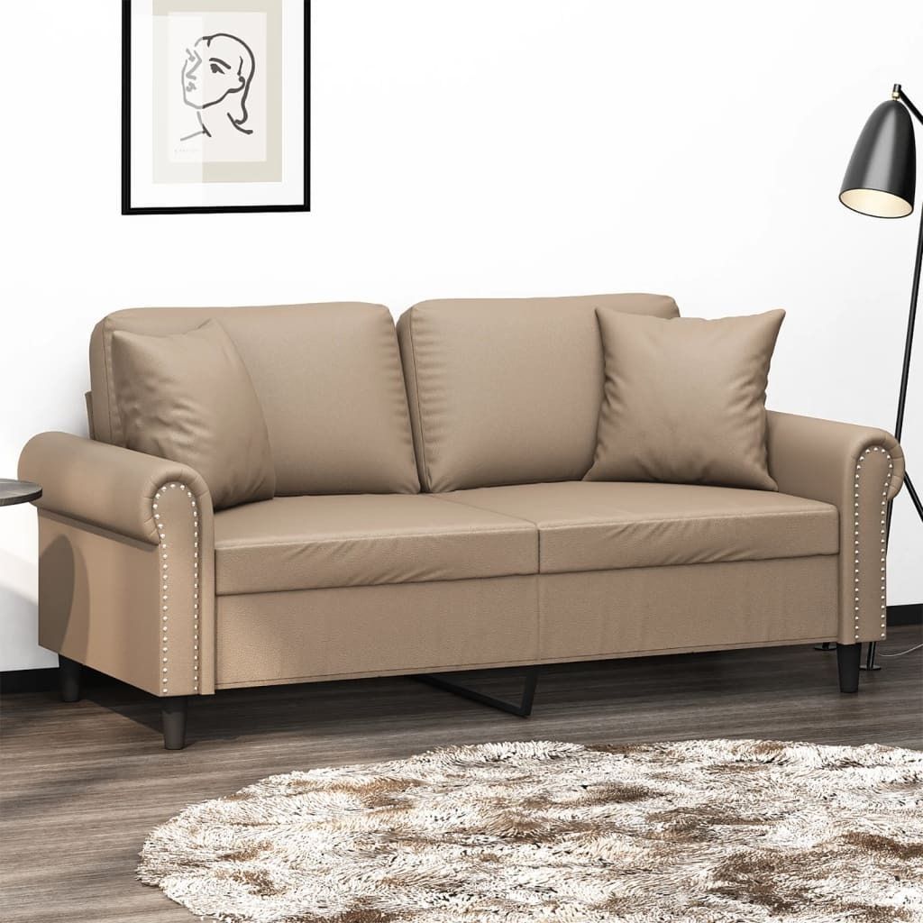 2-Sitzer-Sofa mit Zierkissen Cappuccino-Braun 140 cm Kunstleder 3200934