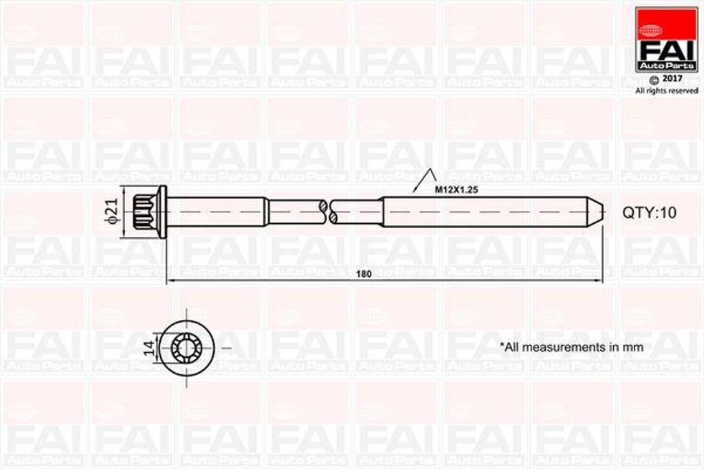 FAI AutoParts B2111 Zylinderkopfschraubensatz OE 9091002158 kompatibel mit IS, Auris, Avensis, Camry, Corolla, RAV 4, Verso, Focus, 5er E39, Caddy