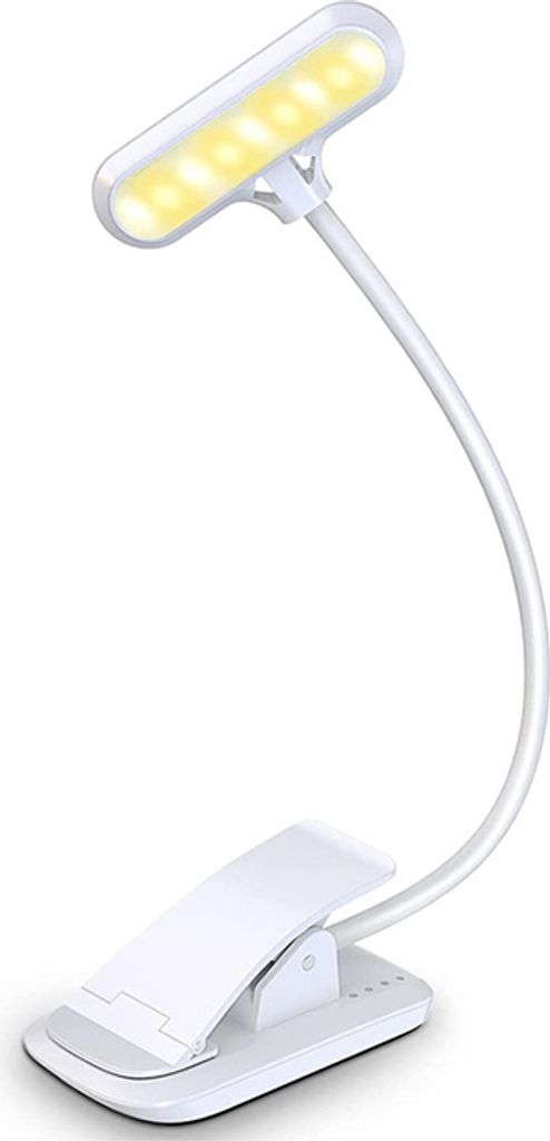 INF Buchklammerleuchte: Tragbare LED-Leselampe Weiß