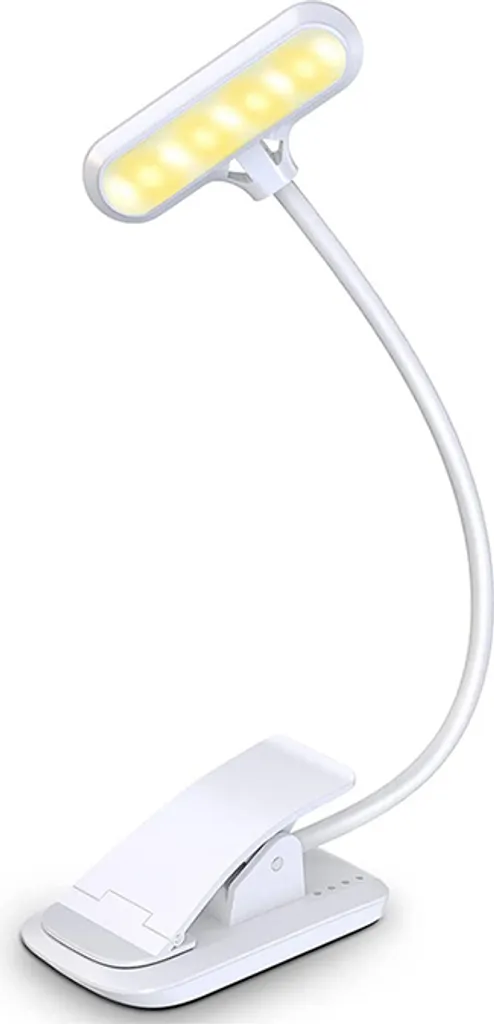 INF Lampada a clip per libri: Luce da lettura LED portatile Bianco