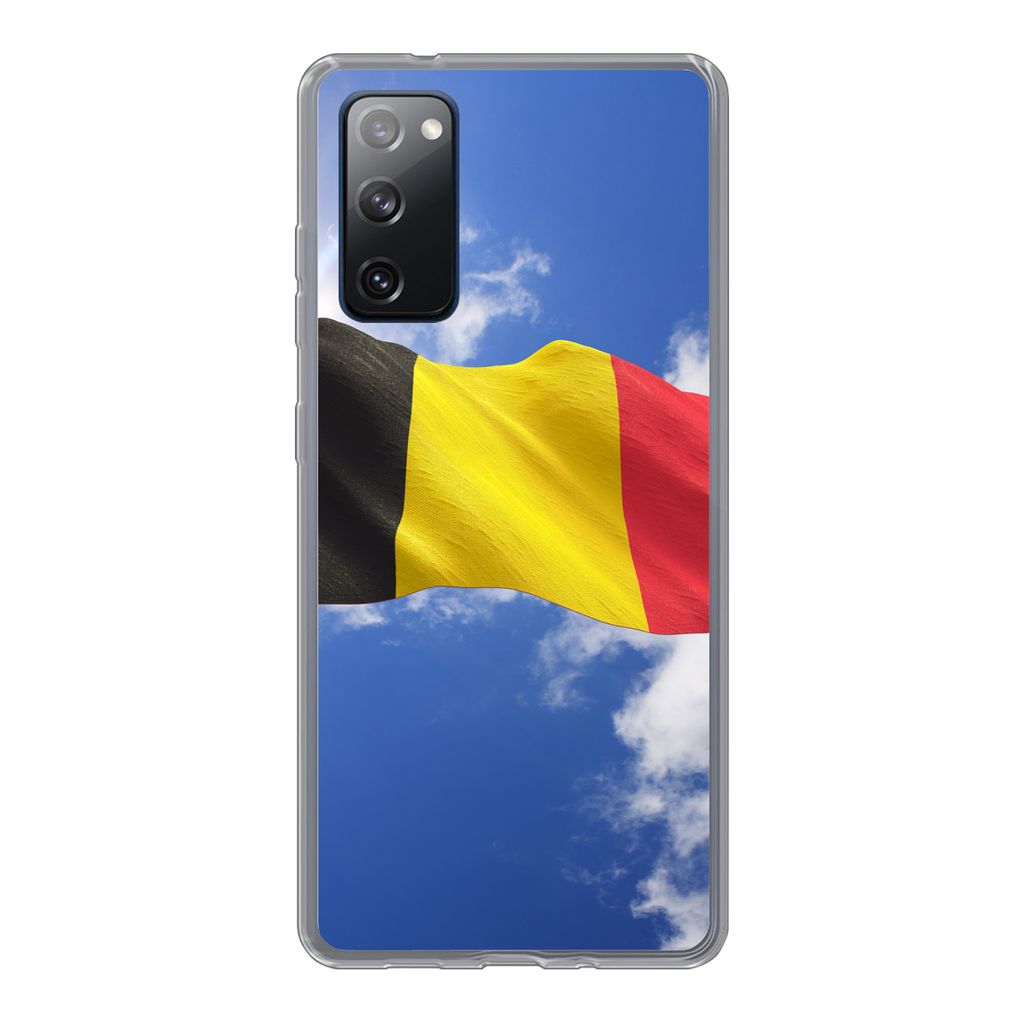 MuchoWow Handyhülle Schutzhülle Hülle für Samsung Galaxy S20 FE Die Flagge Belgiens weht am Himmel Silikon Softcase Handy Hülle - Abdeckung