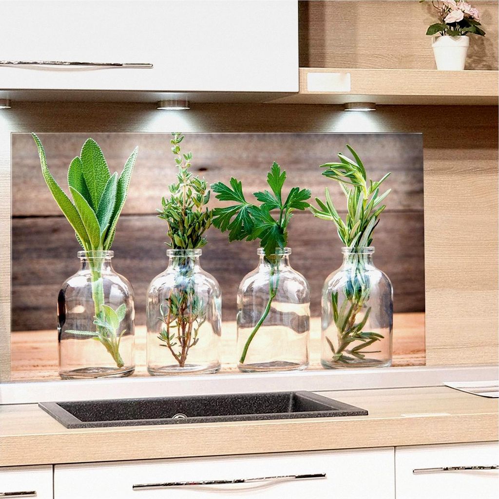 Küchenrückwand aus Glas mit Kräutermotiv | Spritzschutz für Produktbild 