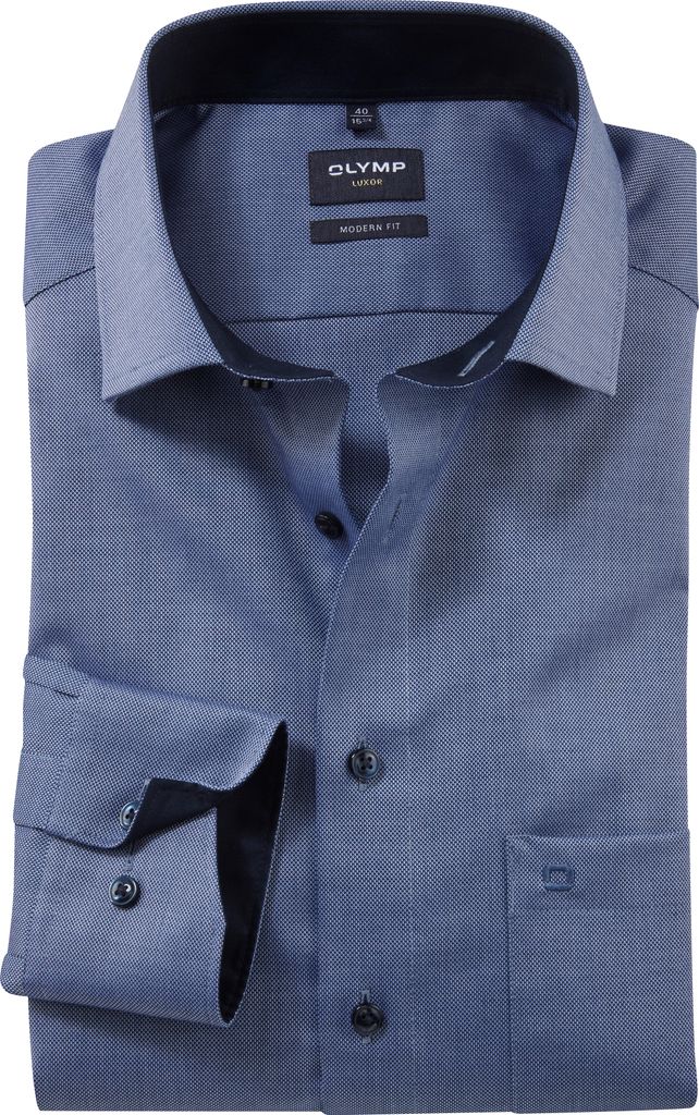 Olymp Luxor Hemd blau Struktur Modern Fit Produktbild 