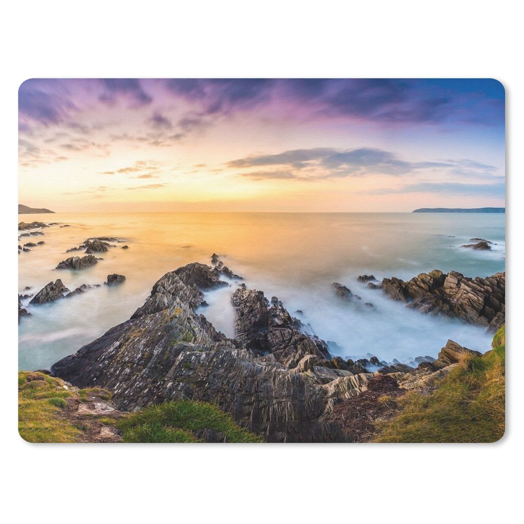 MuchoWow Mauspad Mousepad Sonnenuntergang - Horizont - Wasser - Landschaft - Blau 23x19 cm - Mousepads - Maus Mat - Pad - Mausunterlage - Schreib...