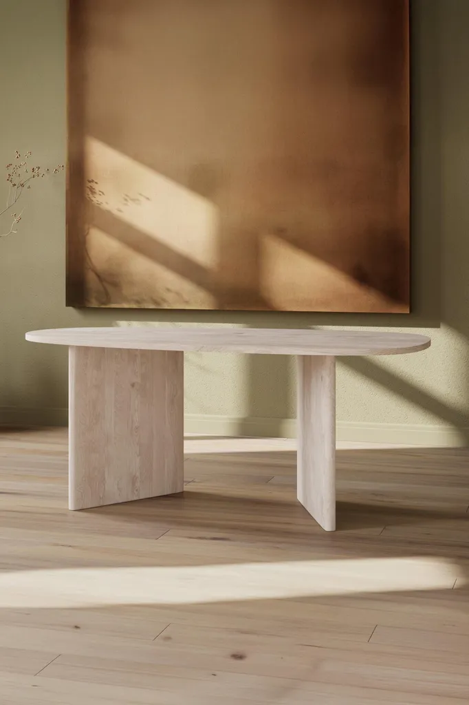 Table Grönvik ovale bois naturel 180cm, design moderne et pieds robustes