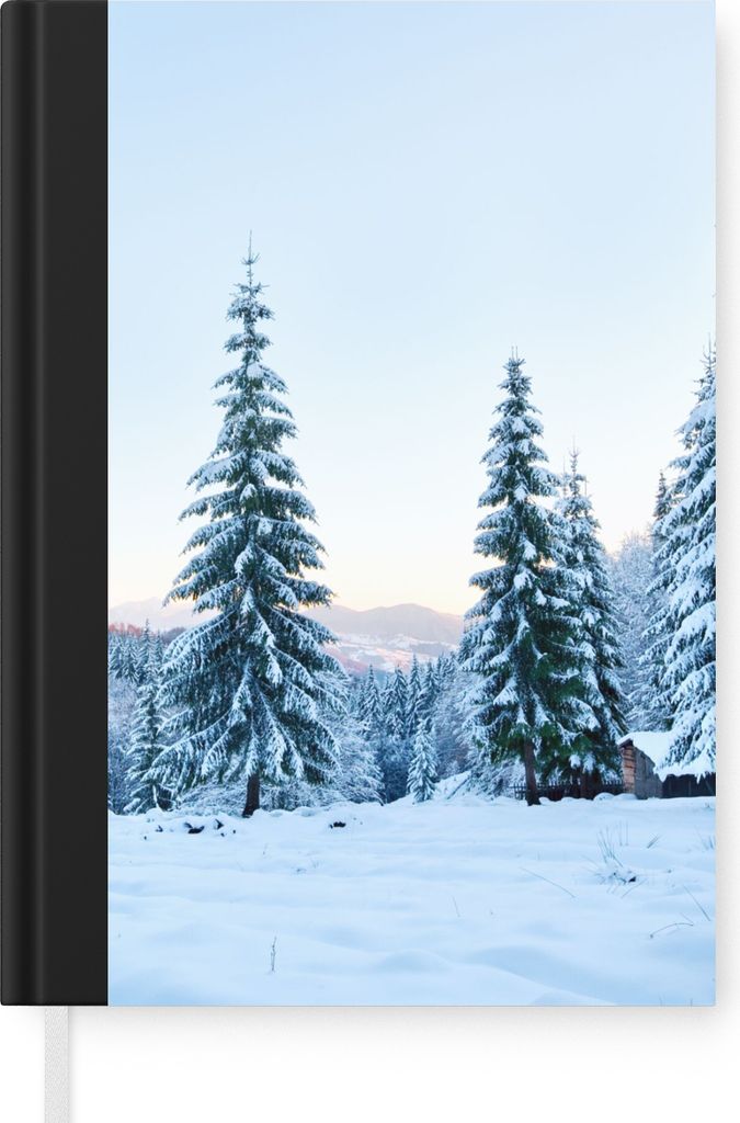 MuchoWow Notizbuch Tagebuch Haushaltsbuch Notebook A5 Winter - Schnee - Bäume - Notizblock - Notizheft - Notebook - Schreibblock - Papier