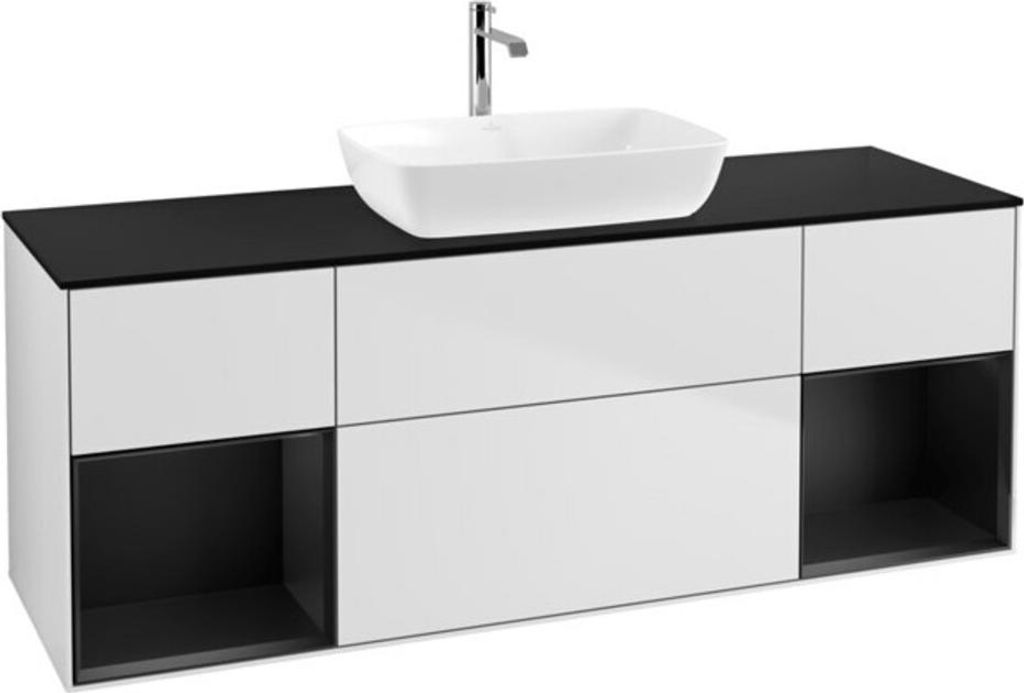 V&B Waschtischunterschrank Wandbeleuchtung Finion 160cm, Pl b m, Reg bla m Lac, wh. m Lac