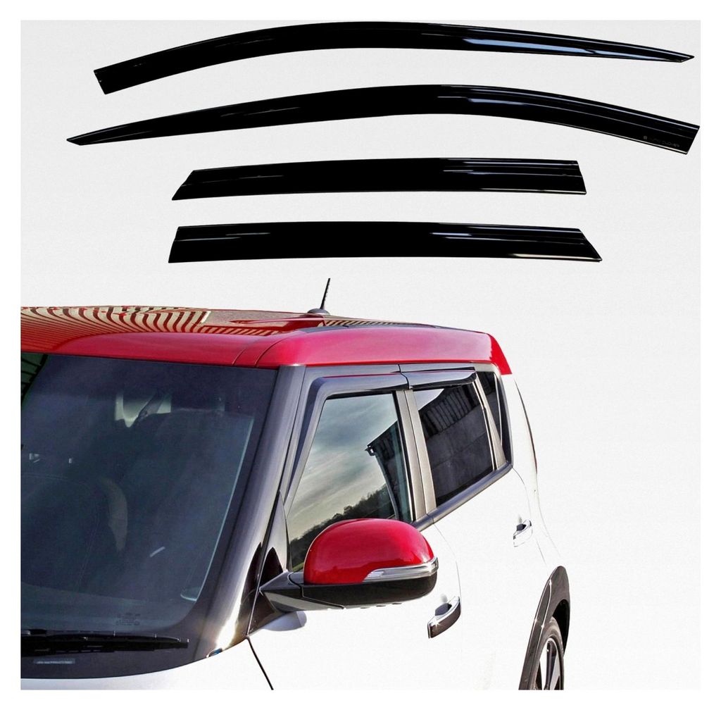 Windabweiser Set für Kia Soul 2014-2019 (4 Stück) (Rauchfarben)