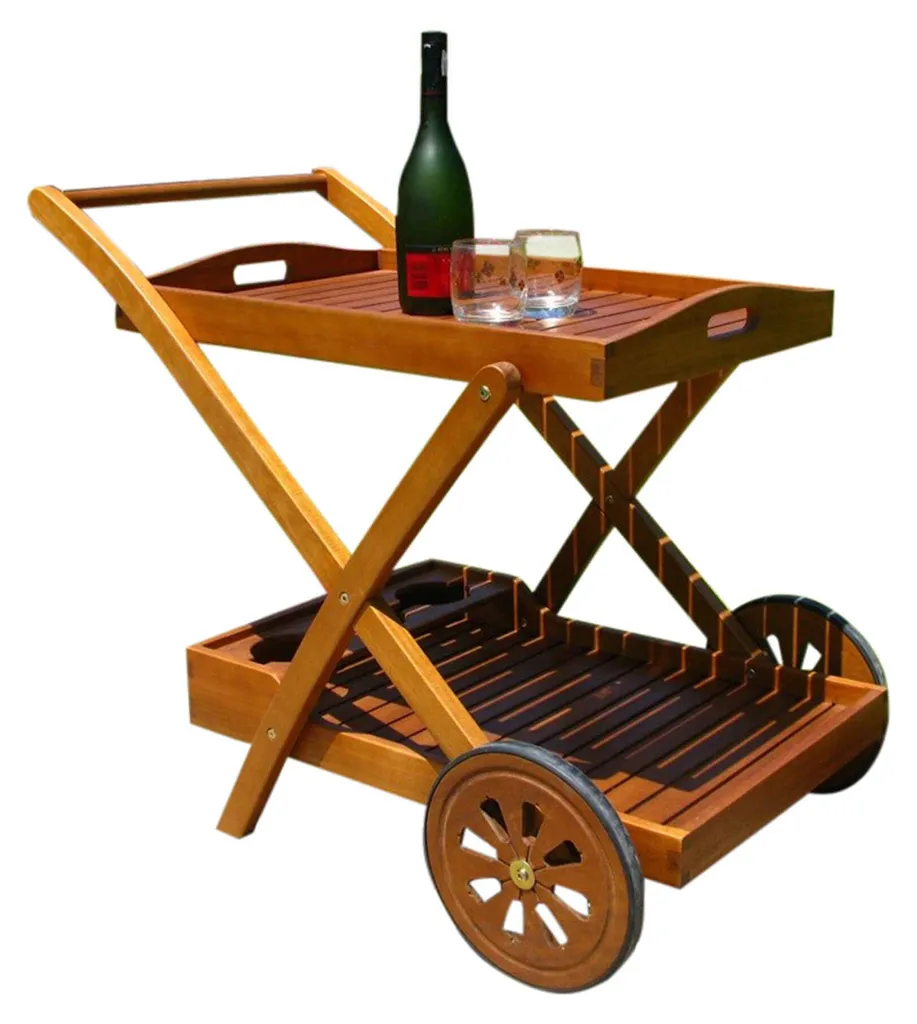 Desserte de service stable en bois - Solution chariot extérieur robuste