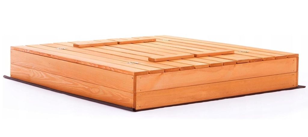 Sandkasten 120x120 Imprägniert Premium Sandbox mit Premium Wasserfeste Abdeckung Oxford Sitzbänken Deckel Sandkiste Holz Kiefer Sandkastenvlies