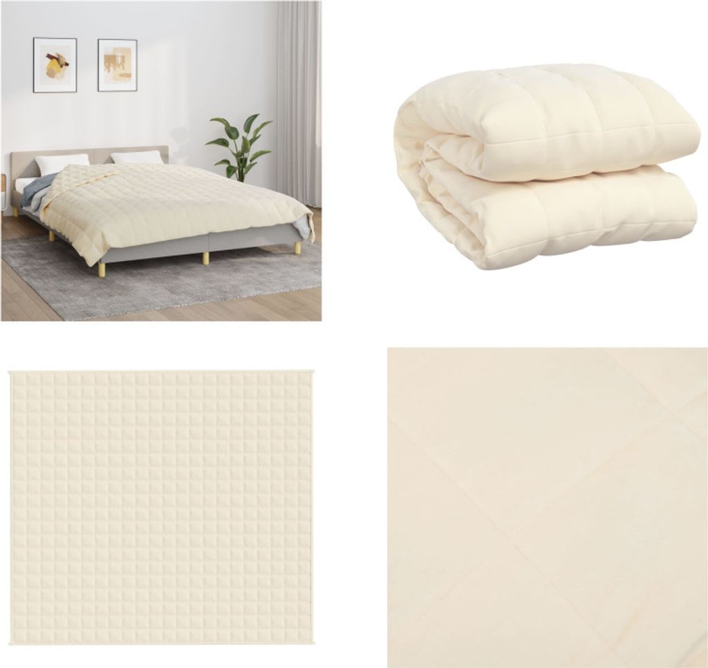 vidaXL Gewichtsdecke Hellcreme 200x225 cm 9 kg Stoff - Gewichtsdecke - Gewichtsdecken - Beschwerte Decke - Decke