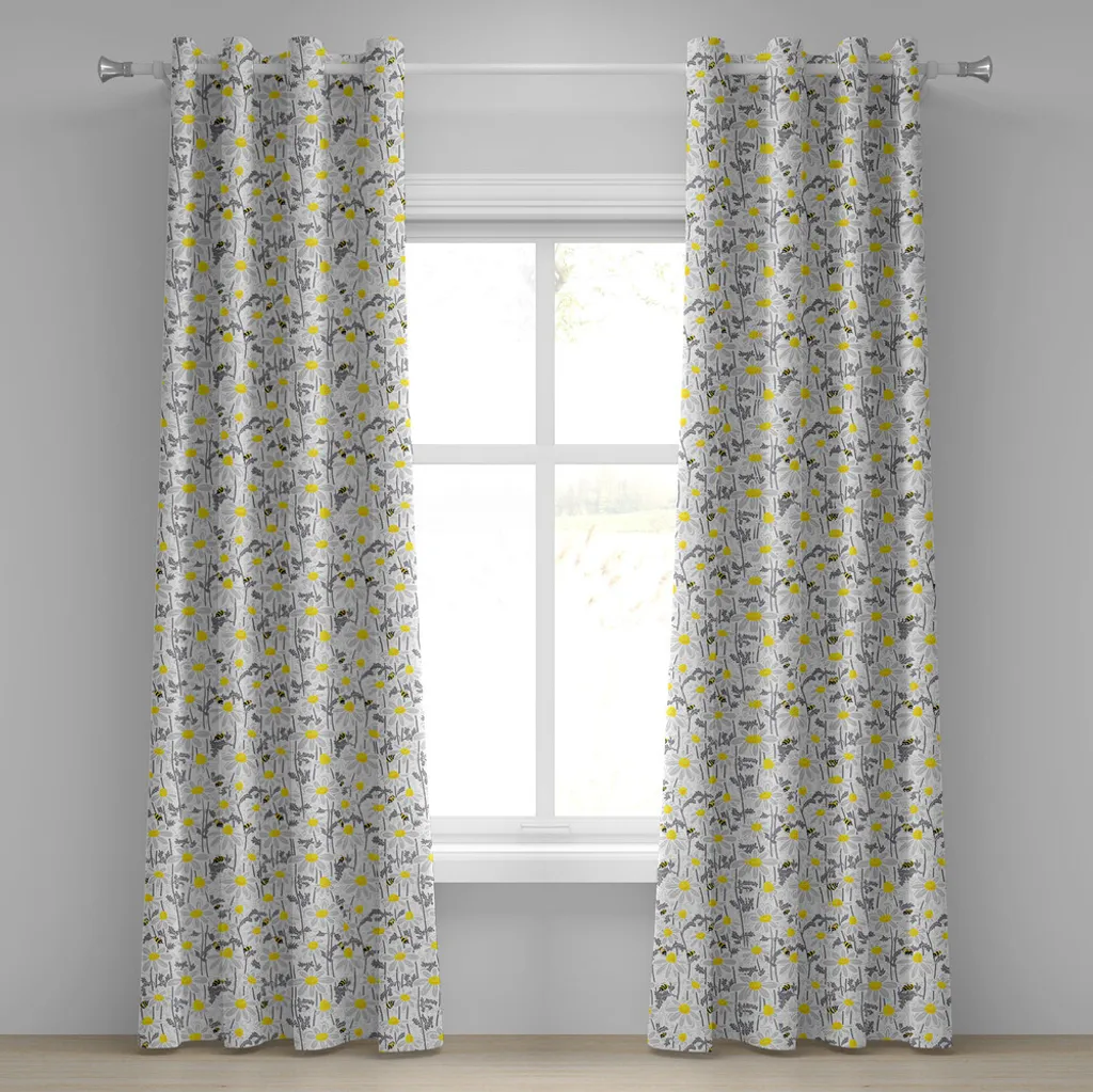 ABAKUHAUS Tenda Gialla Margherite e Api - Eleganza Naturale per Casa