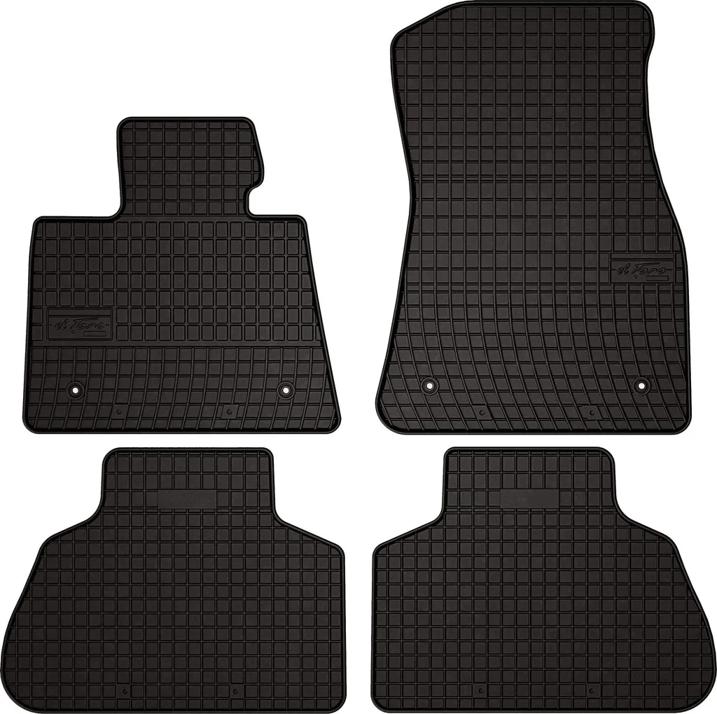 Tappetini auto in gomma adatto per BMW X5 F15 (2013-2018, SUV) neri, set 4 pz, con fissaggi