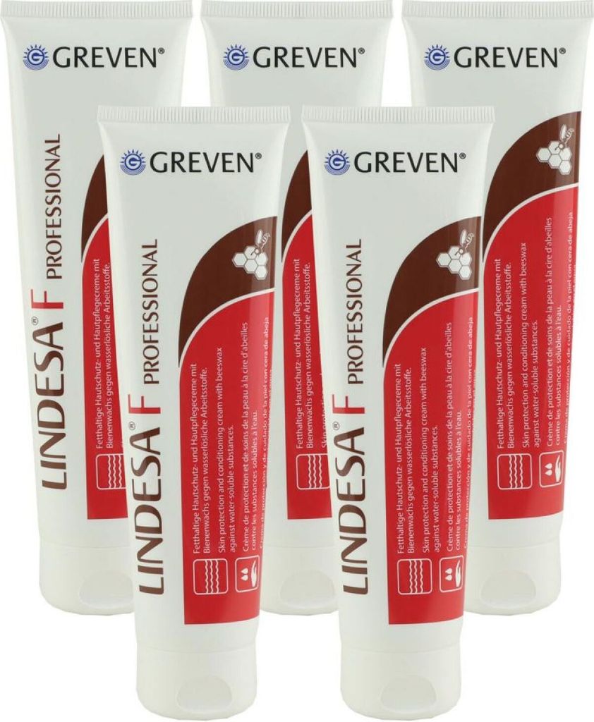 Lindesa F Professional 5 x 100 ml Fetthaltige Hautschutzcreme mit Bienenwachs