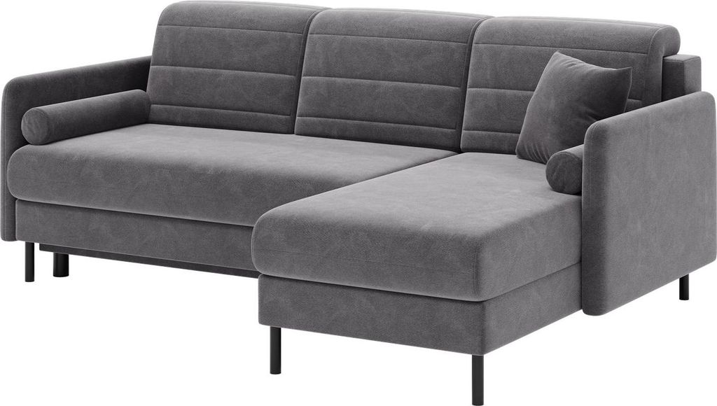 Ecksofa Bellari L-förmig, universell, mit Schlaffunktion & Bettkasten, Stoff: Seal Velours. Variante: Seite Universell, Bellari_seal_97