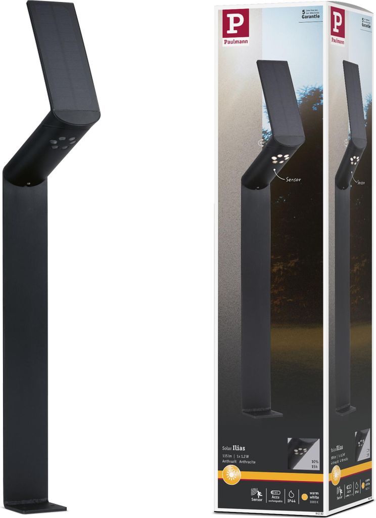 Paulmann Outdoor Solar Pollerleuchte Ilias Anthrazit Produktbild 