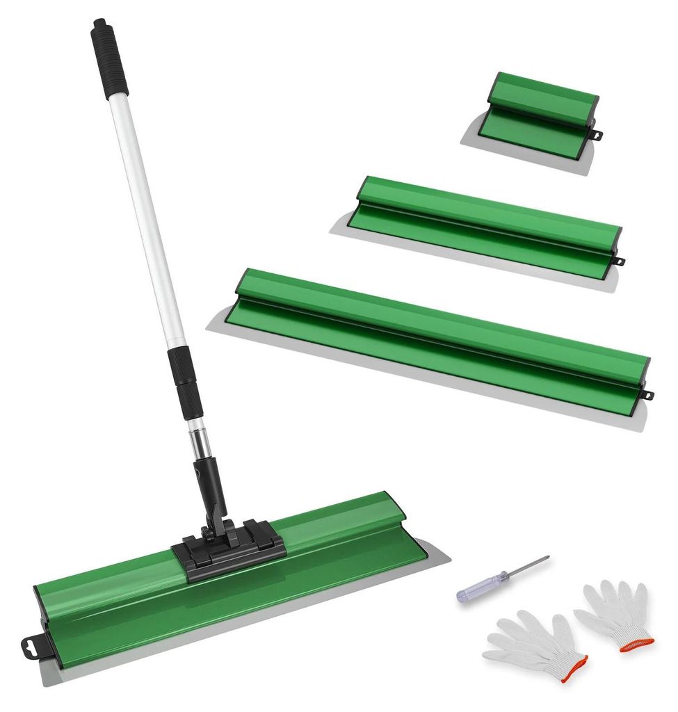 Spachtelset für Trockenbau - 3-teiliges Skimming Blade Set - Edelstahlklingen - Breite Klingen - Teleskopstiel - Glattes Finish für Wände und De...