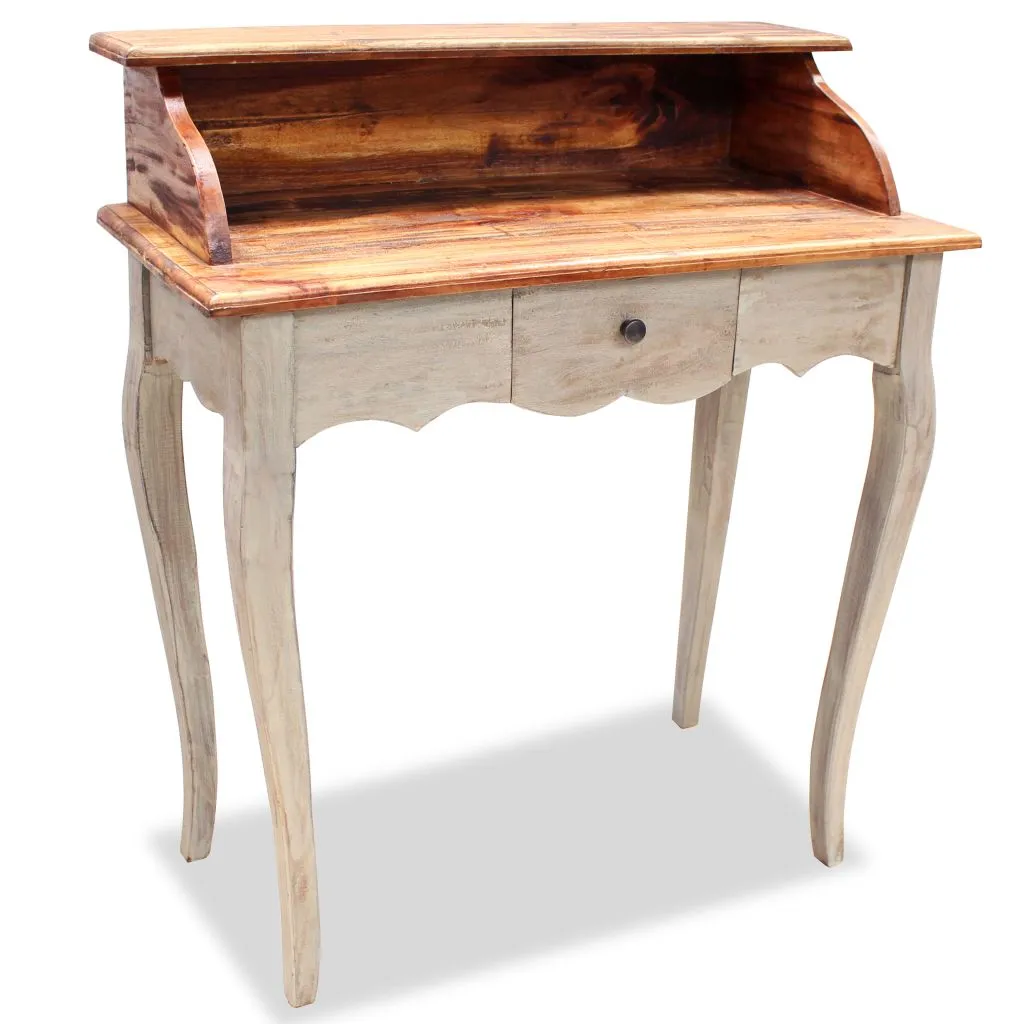 Meuble informatique gain de place petit bureau robuste bois ancien