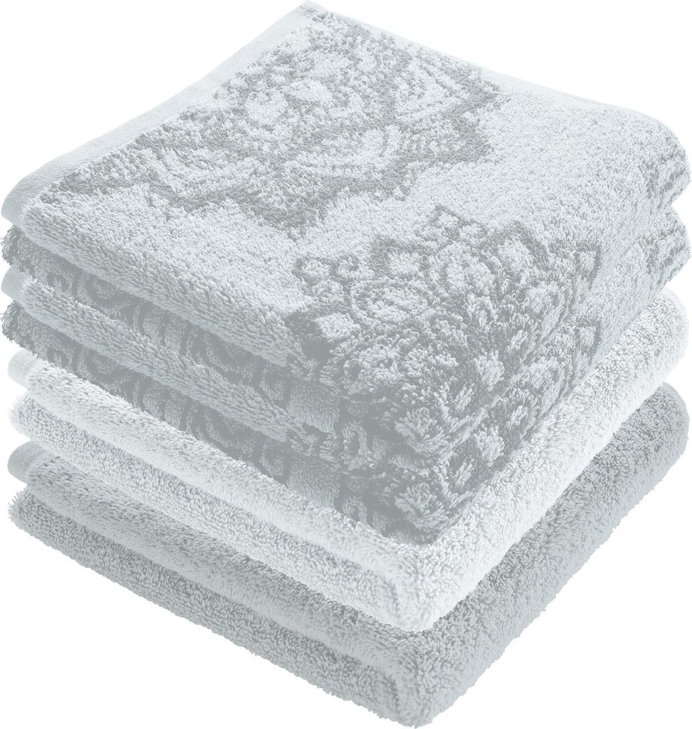 Erwin Müller Handtuch Bühl" 4er-Pack weiß/silber 50x100 cm"
