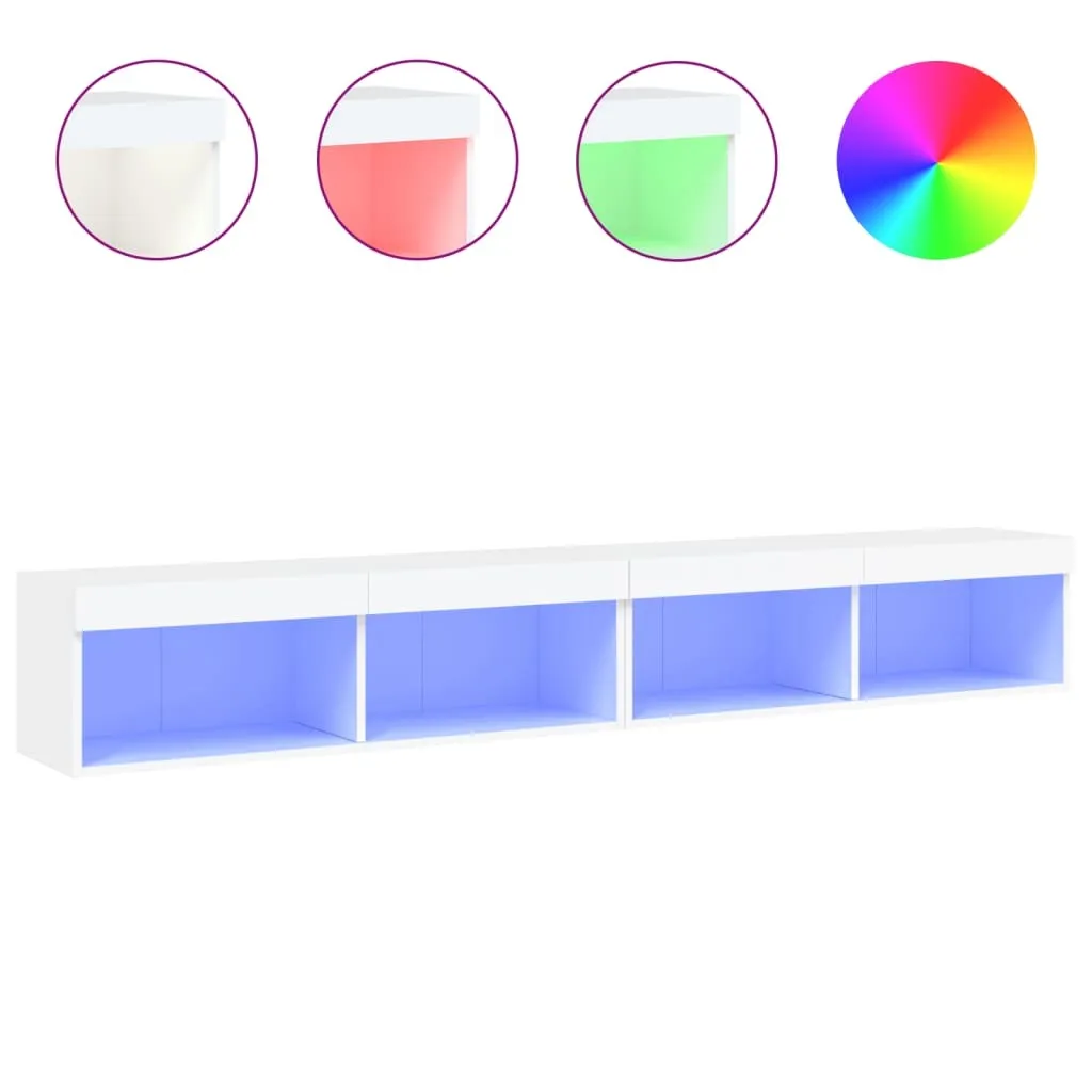 Mobili TV con luci LED 2 pz. Bianco 100x30x30 cm