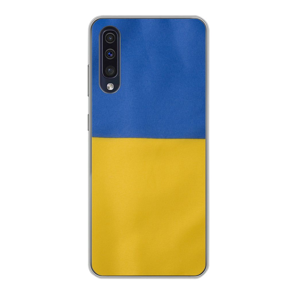 MuchoWow Handyhülle Schutzhülle Hülle für Samsung Galaxy A30s Nahaufnahme der Flagge der Ukraine Silikon Softcase Handy Hülle - Karteninhaber
