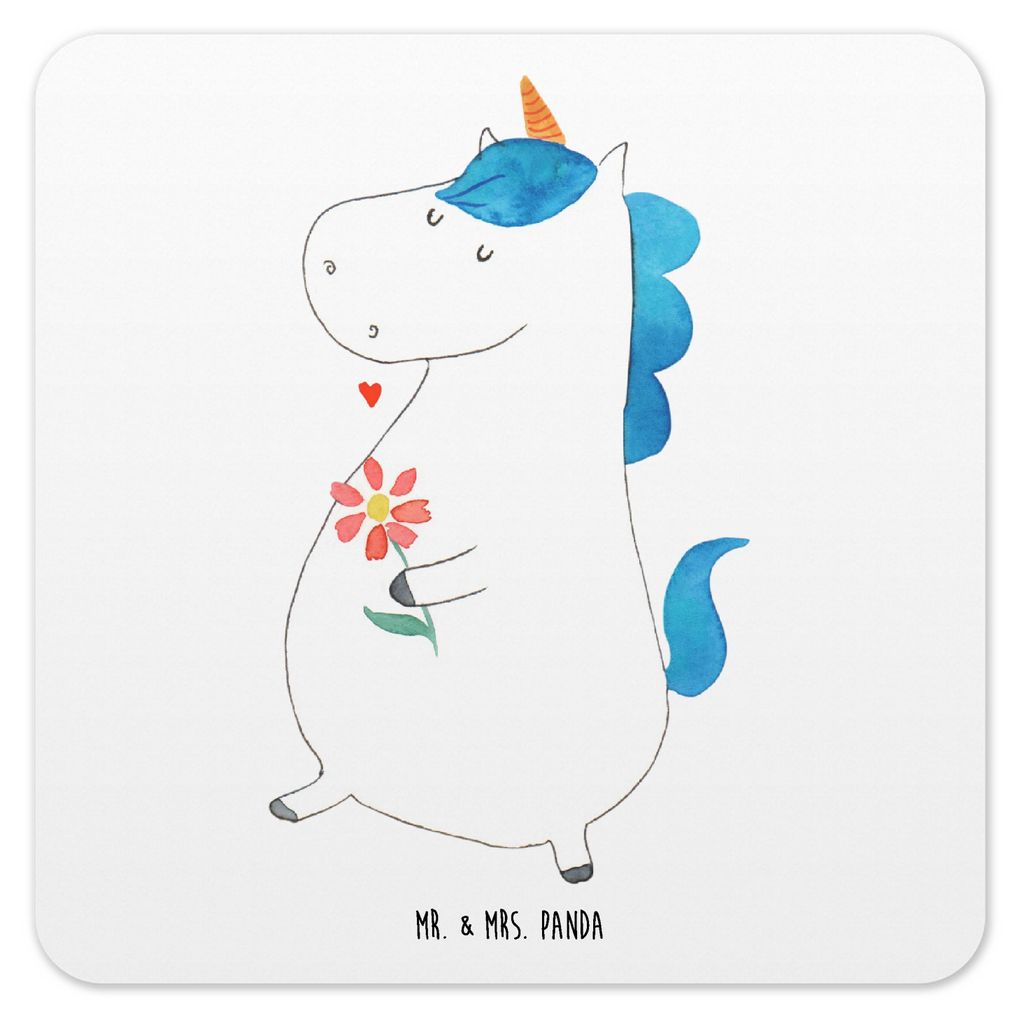 Mr. & Mrs. Panda Untersetzer für Gläser Einhorn Spaziergang 15er Set - Weiß - Geschenk, Einhörner, Glitzer, Coaster, Tisch, Getränke-Untersetz...