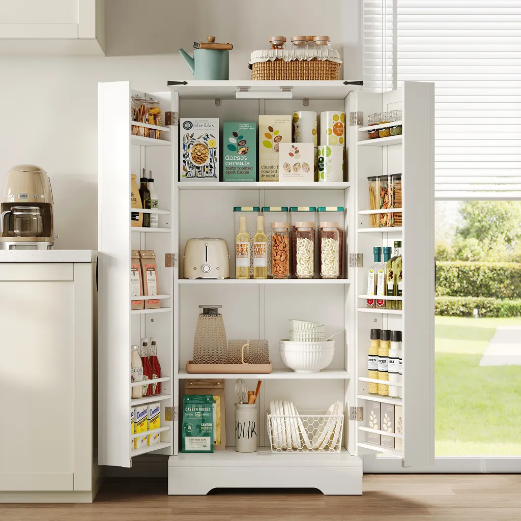 Organiseur Cuisine Vertical Blanc 128 cm avec LED - Gain de Place Idéal