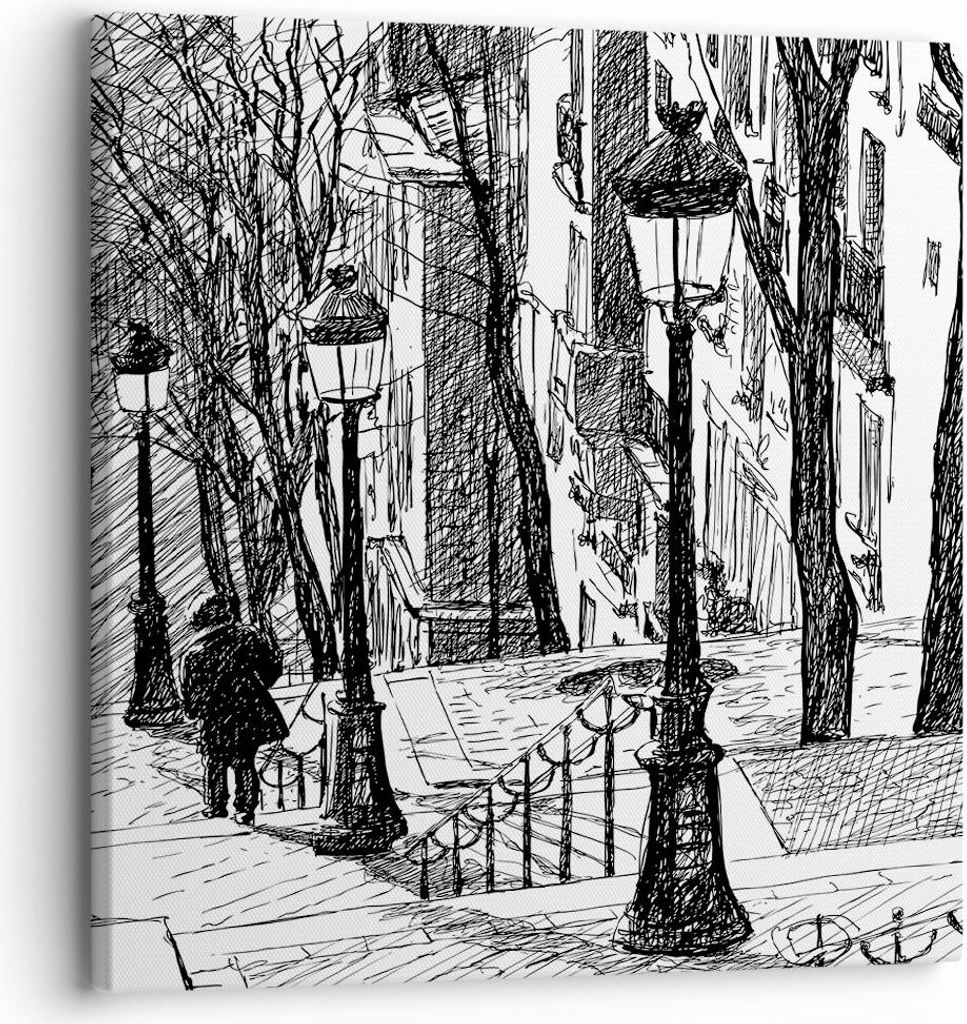 Bild auf Leinwand - Leinwandbild - Straße Grafiken - 30x30cm - Wand Bild - Wanddeko - Wandbilder - Leinwanddruck - Bilder - Kunstdruck - Wanddekor...