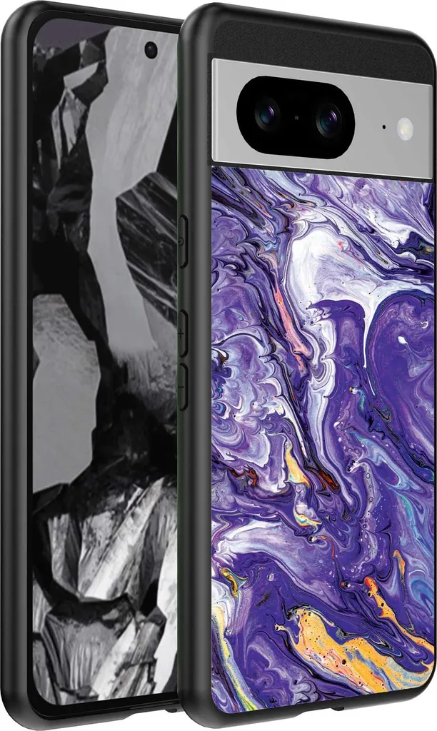 Custodia per Google Pixel 8A con stampa marmo oro viola - TPU Backcover Case Purple Gold Marble Design - Purple Gold - Smartphonica
