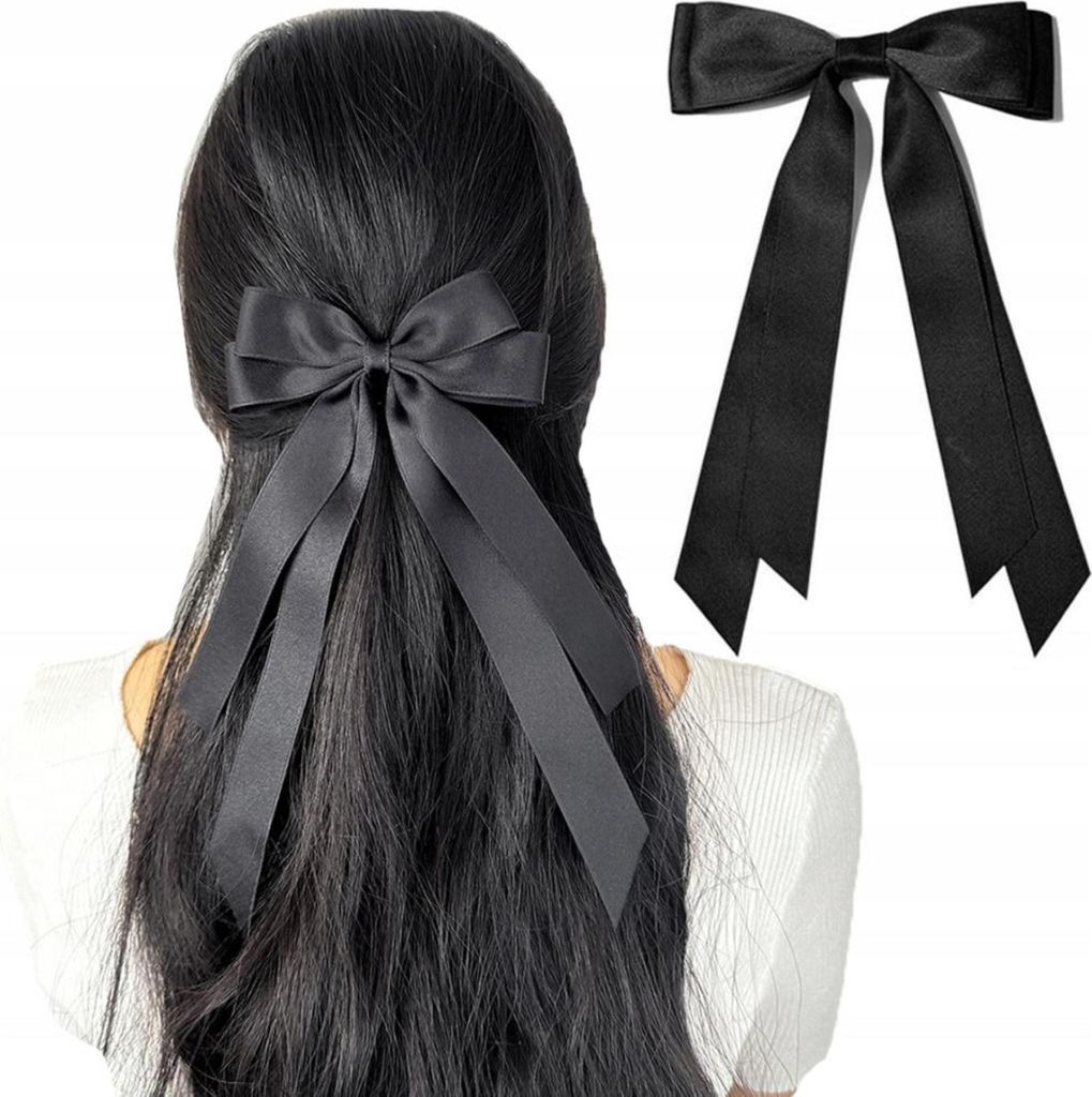 Haarspange - Schleife - Band - Elegant - Lang - Schleifenverzierung - Schwarz