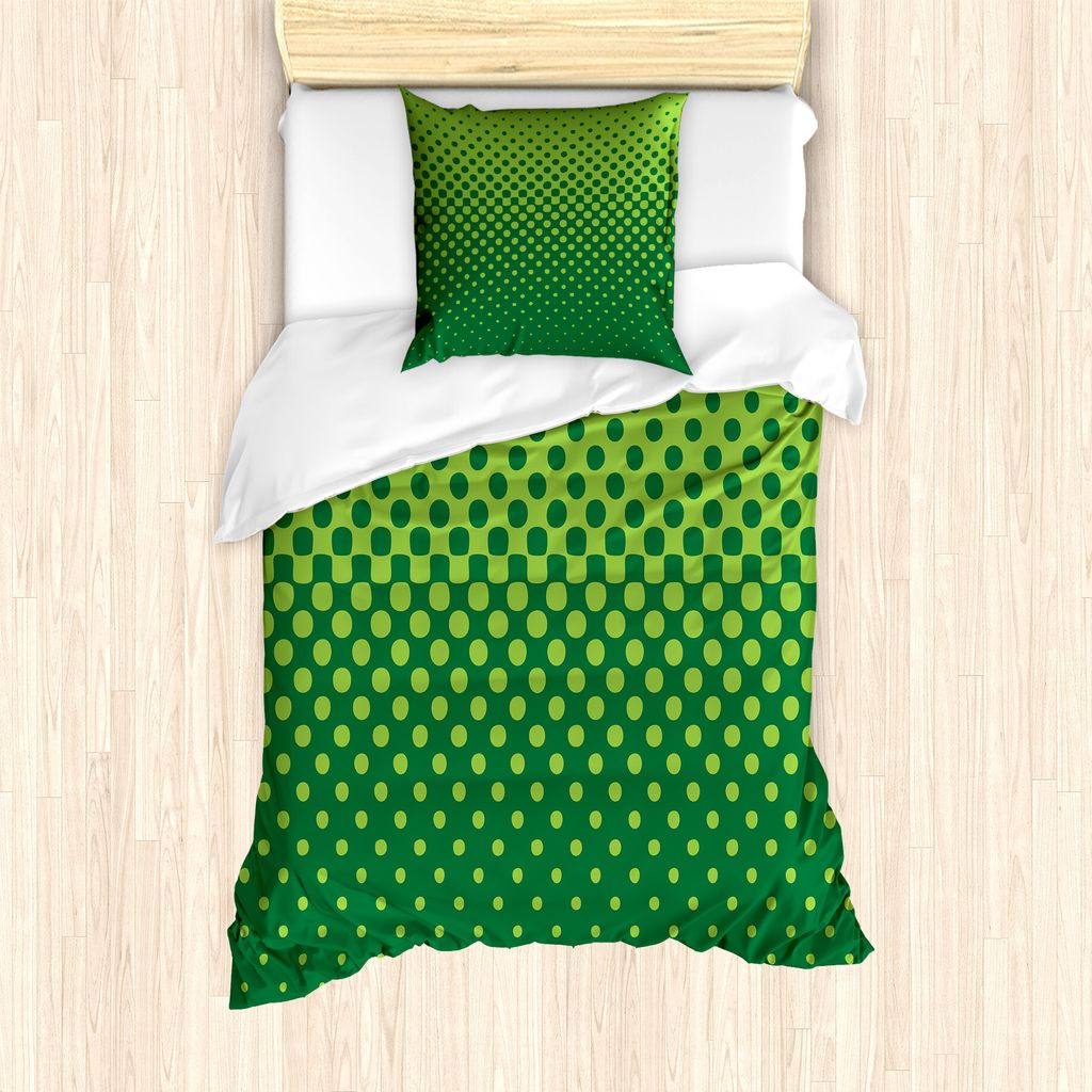 ABAKUHAUS Abstract Green Bettbezug Set für Einzelbetten, Vertikal Halbton, Milbensicher Allergiker geeignet mit Kissenbezug, 135 cm x 200 cm - 80 ...
