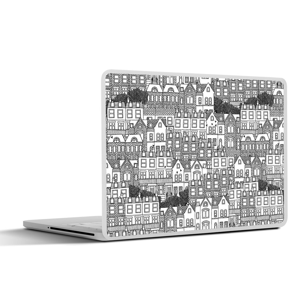 MuchoWow Laptop Aufkleber Sticker Cover Haus - Muster - London 32.5x23.5 cm - Sticker für Laptop - Selbstklebend