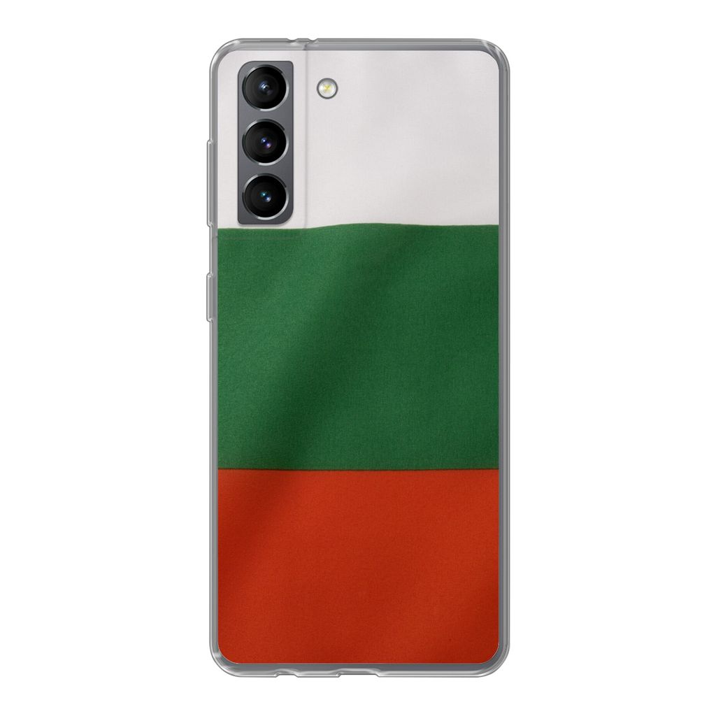 MuchoWow Handyhülle Schutzhülle Hülle für Samsung Galaxy S21 Nahaufnahme der Flagge von Bulgarien Silikon Softcase Handy Hülle - Softcase