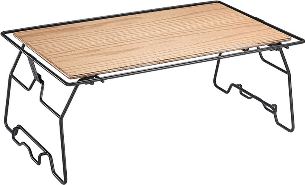 Outdoor-Camping-Eisentisch, Picknick-Klapptisch, Angelgrilltisch, Aufbewahrungstisch, Lagerregal, mit Holzbrett